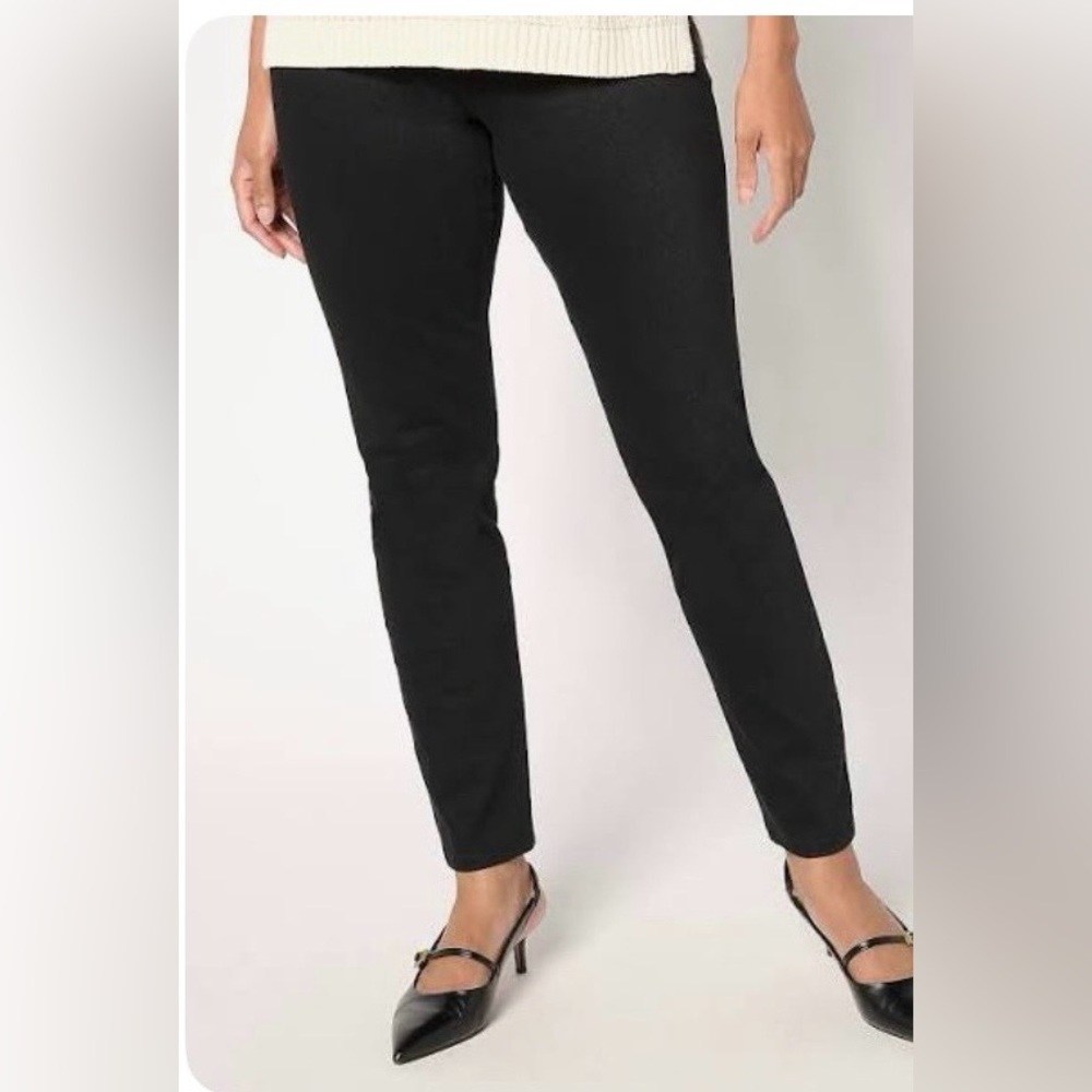 Women with Control Tummy Control Prime Stretch Denim Pants Black Medium Regular